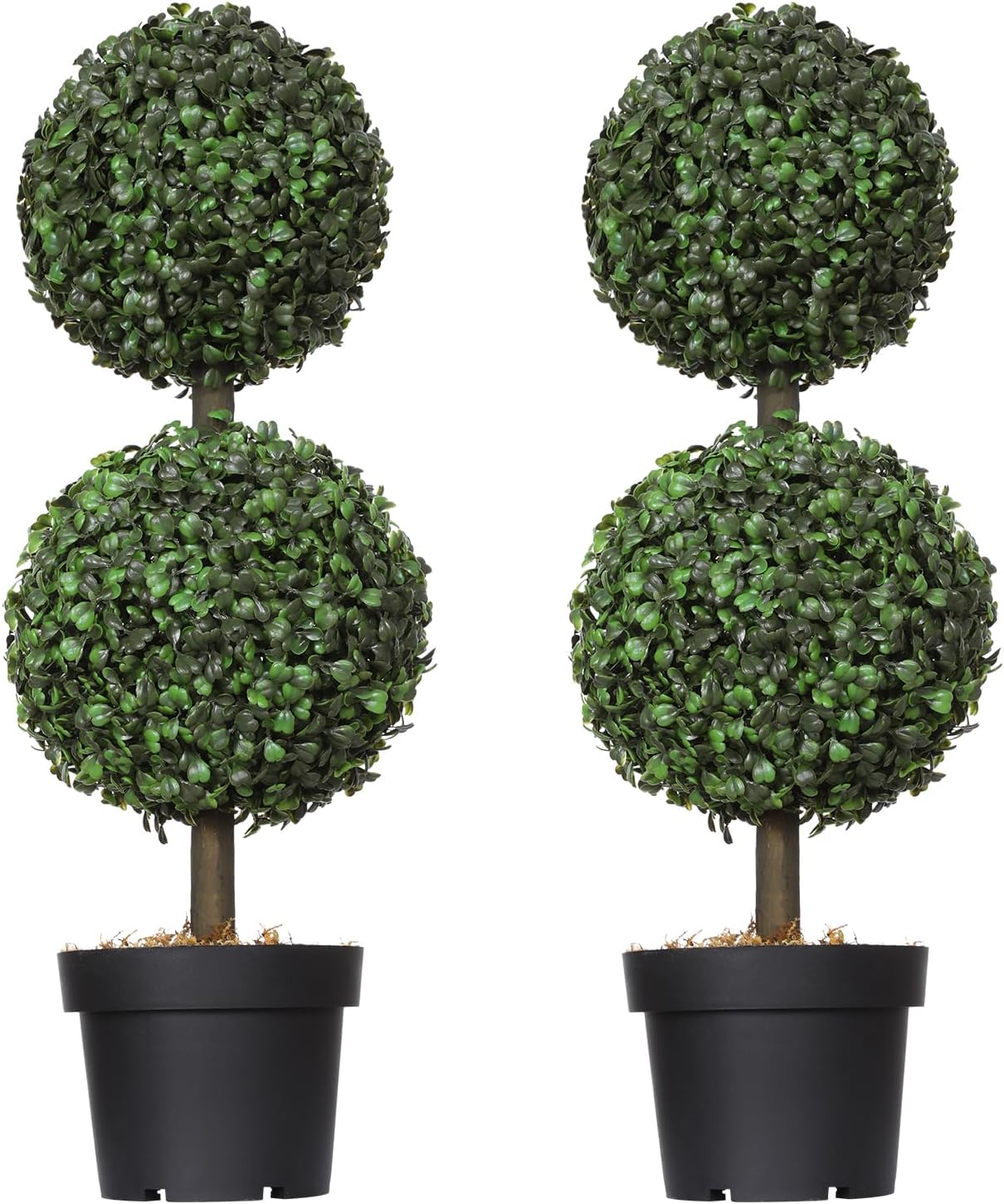 2FT Artificial Boxwood Topiary Tree 2 PACK, Artificial