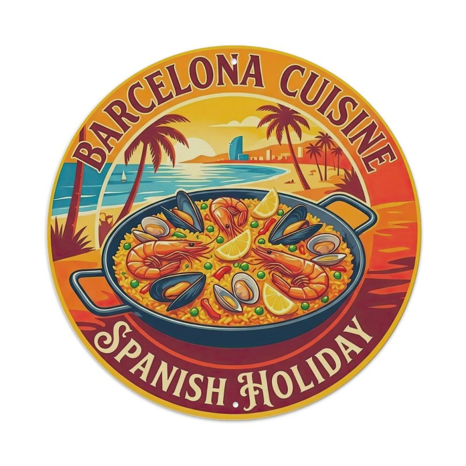 Barcelona Spanish European Paella Classic Metal Tin Sign