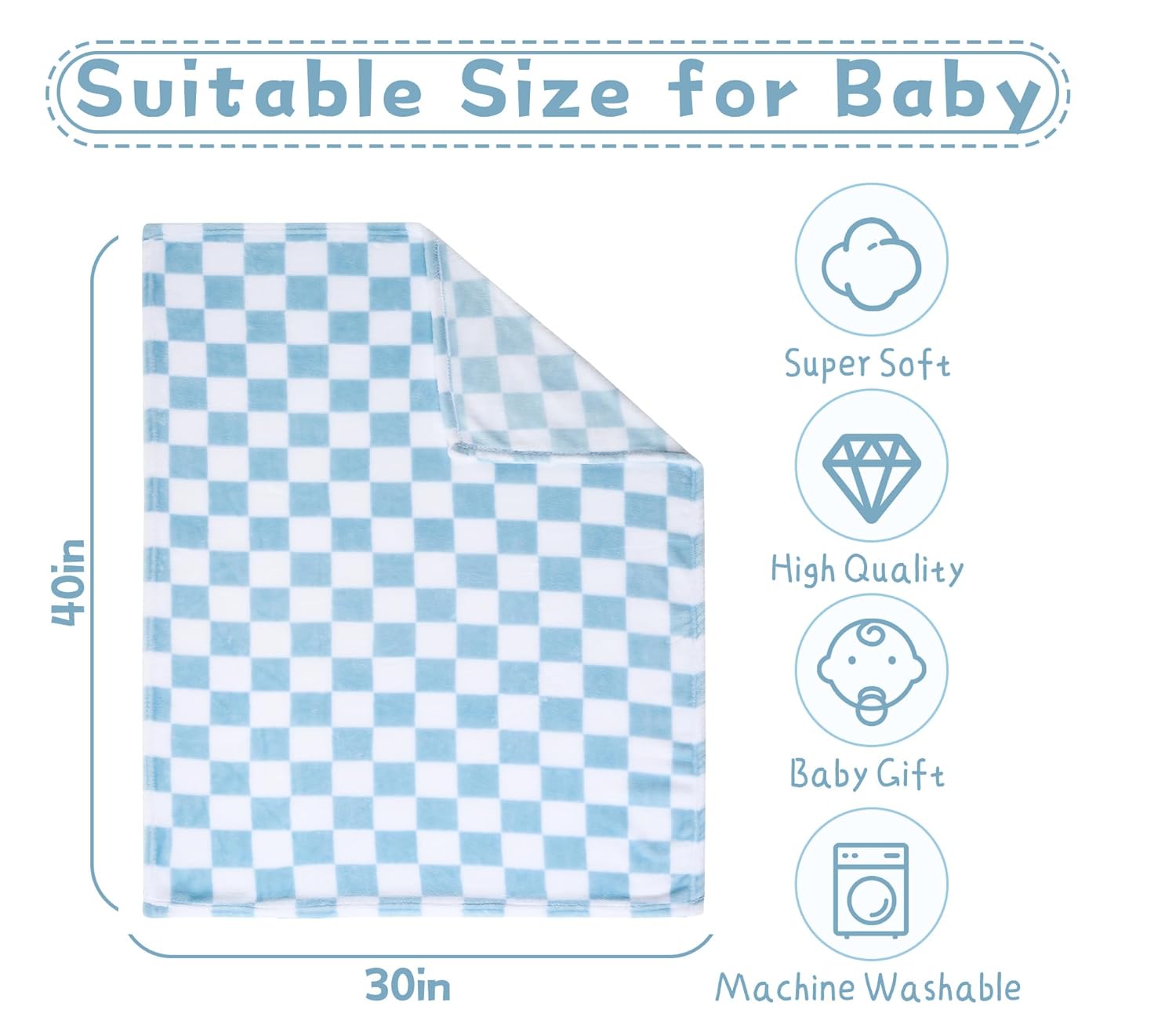 4 Pcs Baby Blankets, Fluffy Small Crib Baby Blankets for Boys, Fleece Checkered Blanket, Toddler Receiving Blankets 30×40 - Image 5