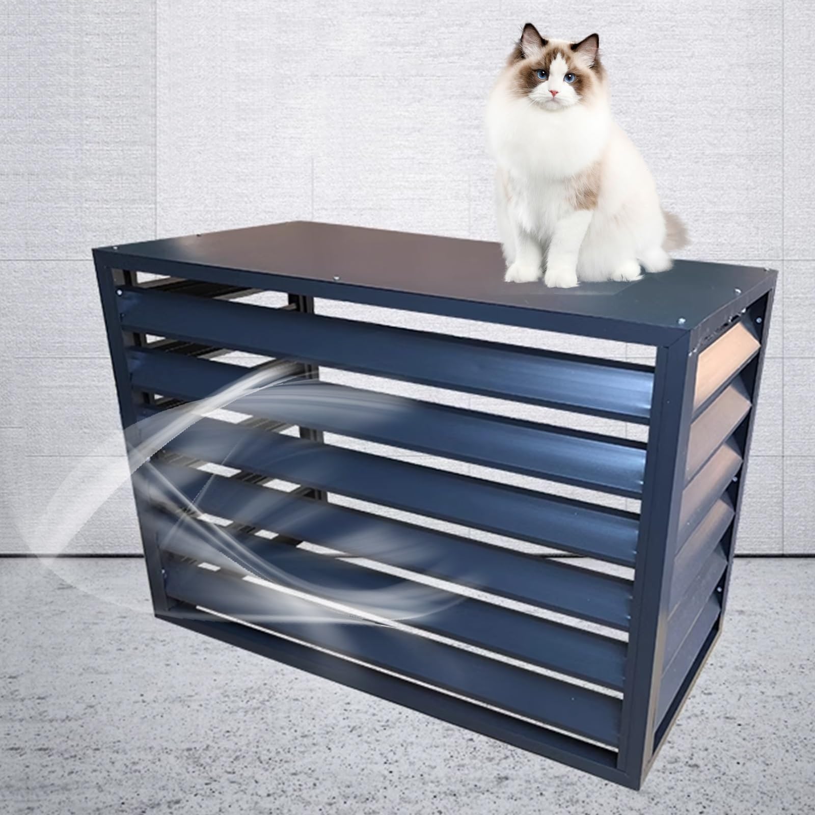 DCYEQRQ GAOBINGB Aluminum Air Conditioner Privacy Fence, Mini Split Air Conditioner Cover for Outside Units, Suitable for Courtyard, Outdoor, Anti-Theft(White,100x50x70cm/39x20x28in)
