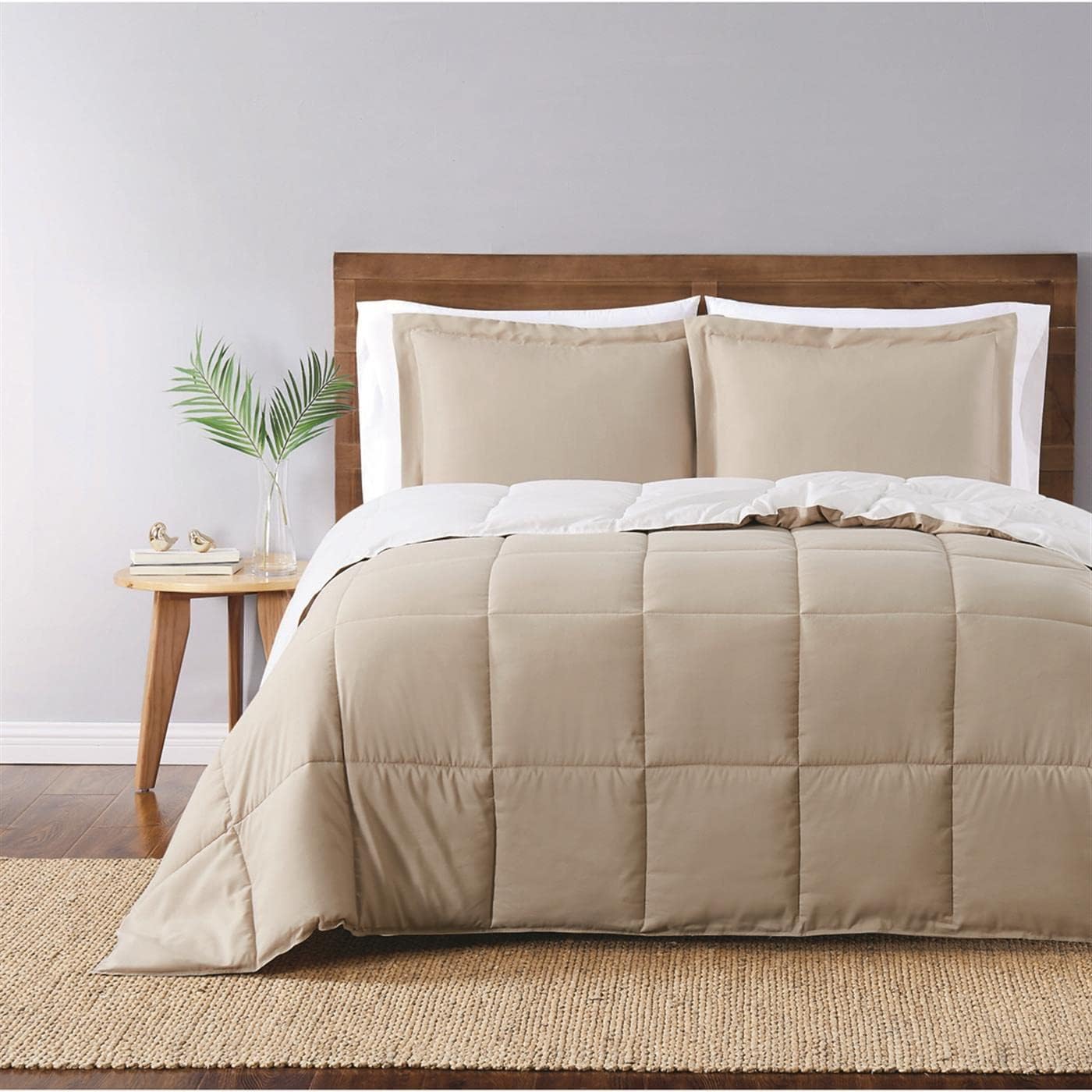 TRULY SOFT Everyday Reversible Comforter Set White Polyester 3-Piece Full/Queen Comforter Set, Solid Color Themed, for Men and Women, Oeko-TEX Certified Confidence