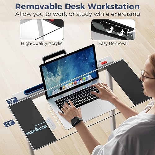 Miniatura 3 de GYMAX Cinta de correr con escritorio, caminadora 3 en 1 para debajo del escritorio, almohadilla para caminar con escritorio extraíble, monitor LED,