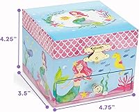 Vista 3 de Jewelkeeper Joyero musical de sirena para niña, diseño subacuático, cajón extraíble sobre las olas