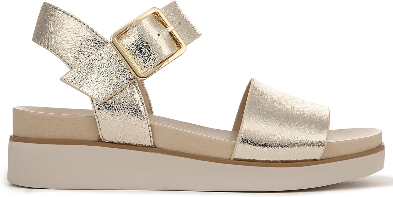 LifeStride Womens Gillian Ankle Strap Flat Sandals Platino Gold 9.5 M - Image 6