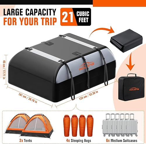 Miniatura 3 de ACLONG Bolsa de techo de coche de 21 pies cúbicos 840D impermeable para todos los autos consin bastidores, incluye bolsa de almacenamiento