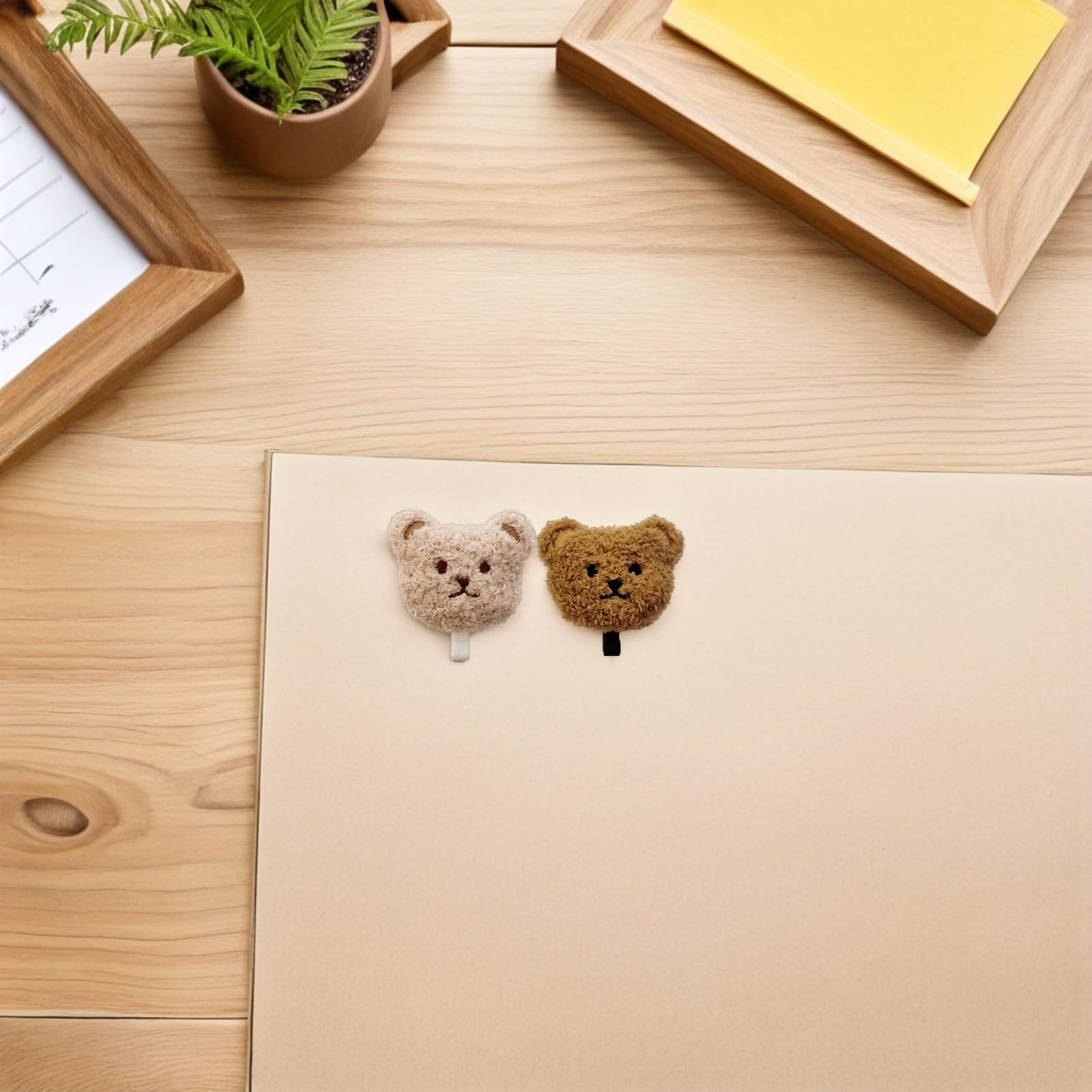 Ganchos Adhesivos de Pared Material Pp y Felpa Forma de Oso de Peluche 2piezas para Colgar Toallas y Llaves, Diseño Autoadhesivo sin Taladro para Baño y Armario
