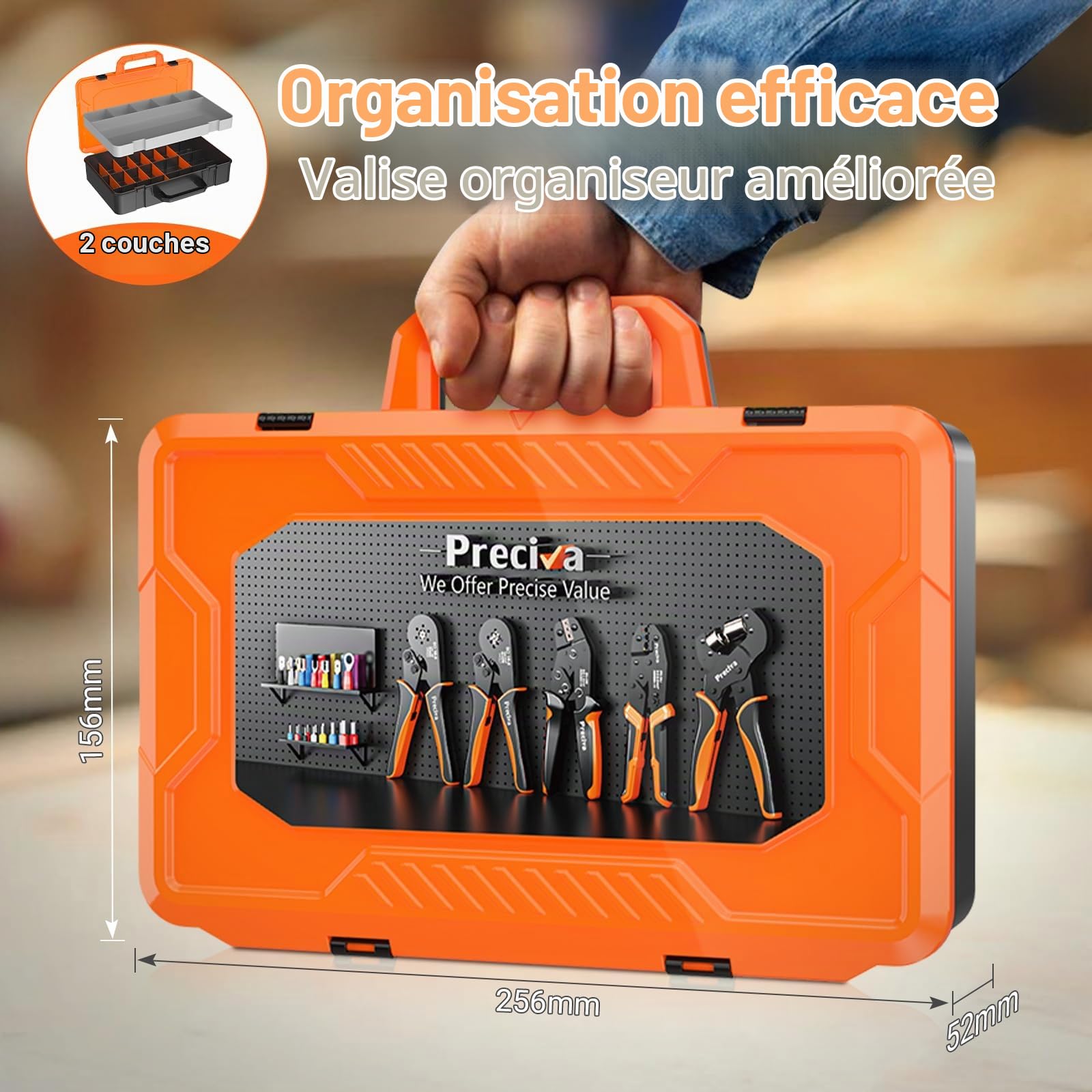 Preciva Pince à sertir 0,08-16 mm² Pince à sertir avec 350 embouts doubles et 950 embouts de câble monoligne pour bricoleurs et besoins industriels 16 mm²