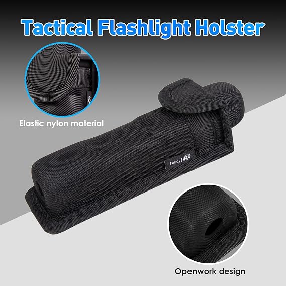 Tactical Flashlight Holster, Police Duty Belt Magnetic Flip-Top Flashlight Pouch for Law Enforcement, Patrol, Security Duties, and Vest Mounting,Fits 1.2X 5.5 Flashlights