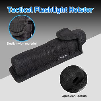 Tactical Flashlight Holster, Police Duty Belt Magnetic Flip-Top Flashlight Pouch for Law Enforcement, Patrol, Security Duties, and Vest Mounting,Fits 1.2X 5.5 Flashlights