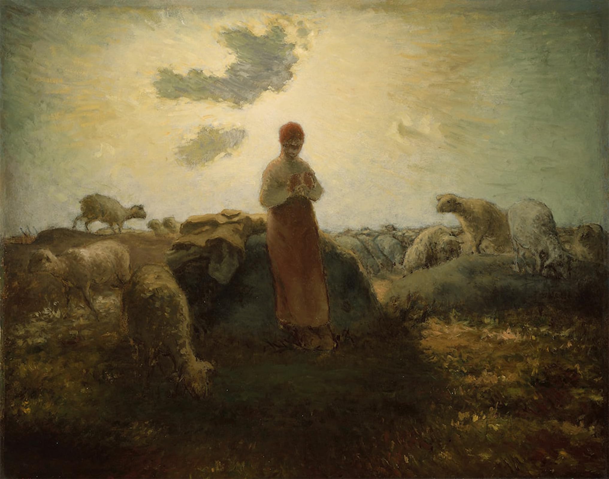 POSTERIIk Vintage Print Pop Art Landscape Artwork the Keeper of the Herd by Jean-francois Art Prints for Office Home Decor 60x90cm