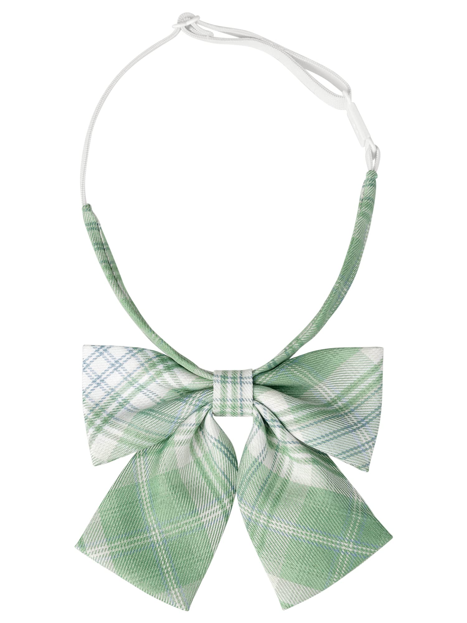 Elerevyo Women's Green Plaid Tie Uniform Pre-Tied Bowknot Cute Stylish Colorful Bow Ties One Size