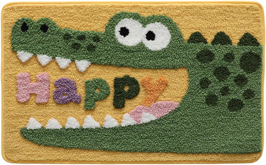 Ankah Animal Bath Mat, Cute Cartoon Bathroom Rug, Comfort Rug, Extra Absorbent Soft, Quickly Dry, Machine Washable Bath Rug Carpet for Toilet Bathtub Kitchen, 19.7" x 31.5", Crocodile