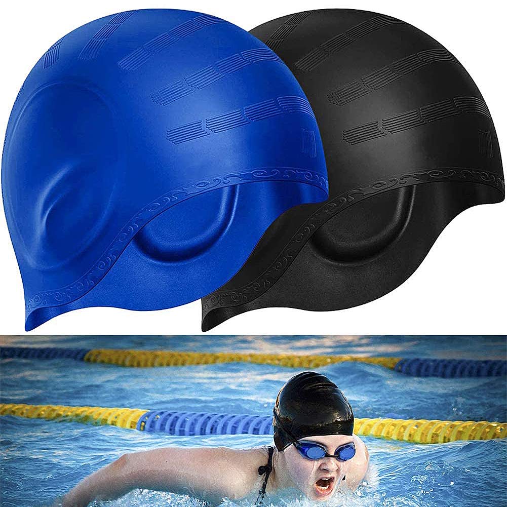 Lot De 2 Bonnets De Bain MUNSKT – Protection Oreille 3D, Silicone étanche, Pour Femme, Homme, Enfant