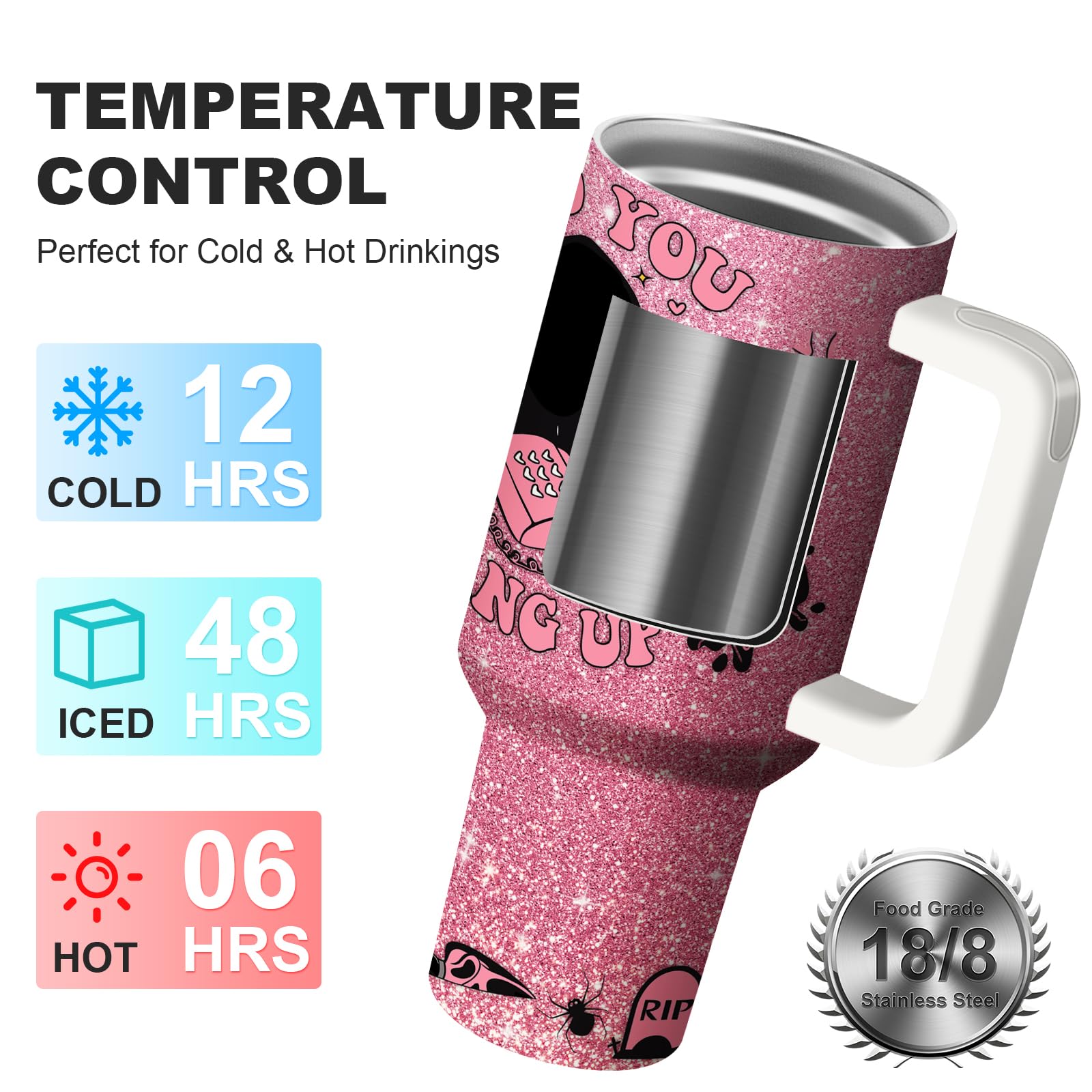 Equoza Horror Scary Face Halloween Tumbler for Women Girls Spooky Vibes 30oz Horror Scary Face Theme Decor Insulated Cup with Lid Vacuum Stainless Steel Coffee Mug: 40 Ounces