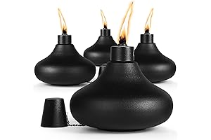4 Pack Metal Table Top Torches, Outdoor Citronella Torches with Wicks and Covers