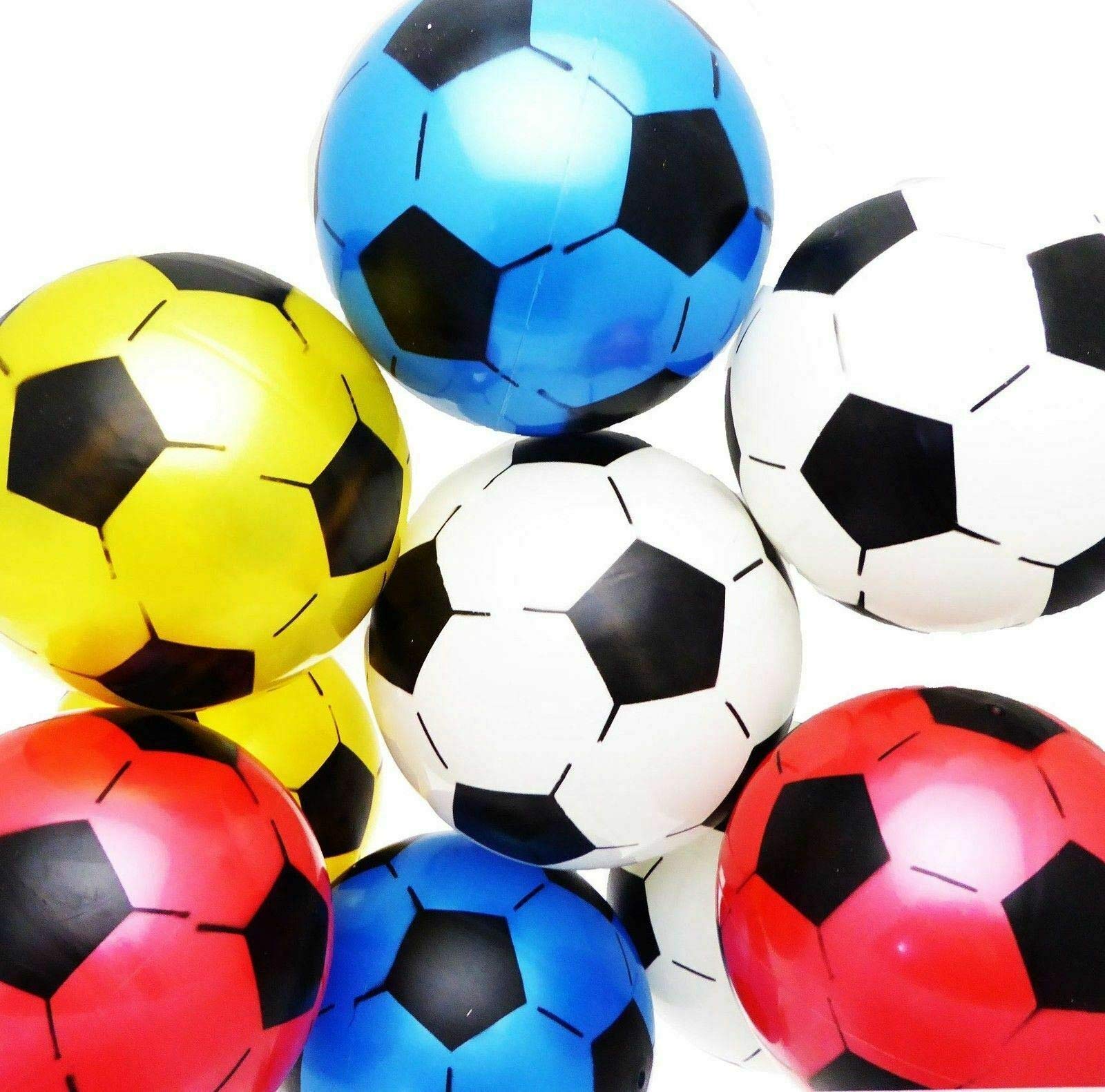 (Pack Of 10)MEA Enterprise PVC Lightweight Soccer Football (Deflated) Summer Beach Ball Party Bag Filler Play Anywhere Suitable For Indoor And Outdoor School Fun Fairs And Charity Stalls 5 Colours