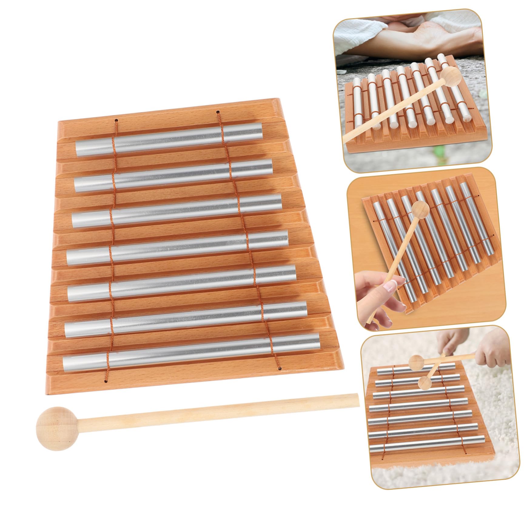 Campane a Vento da Tavolo 7 Toni Set 1 in Legno e Metallo | Back To School Party, Strumento Percussione Affidabile, Oggetti per Scuola, Giocattolo Ricreativo Campanelli