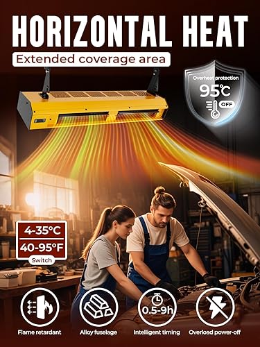 Miniatura 3 de Calentador eléctrico de garaje de 240 V, calefacción de grafeno de 7000 vatios para uso en interiores, temporizador de 9 horas, protección contra