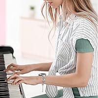 Vista 5 de Pulsera de diamantes brillante compatible con Garmin Vivoactive 3, Forerunner 245/645 Music, Venu/Venu Sq 2, bandas de metal elegante de acero