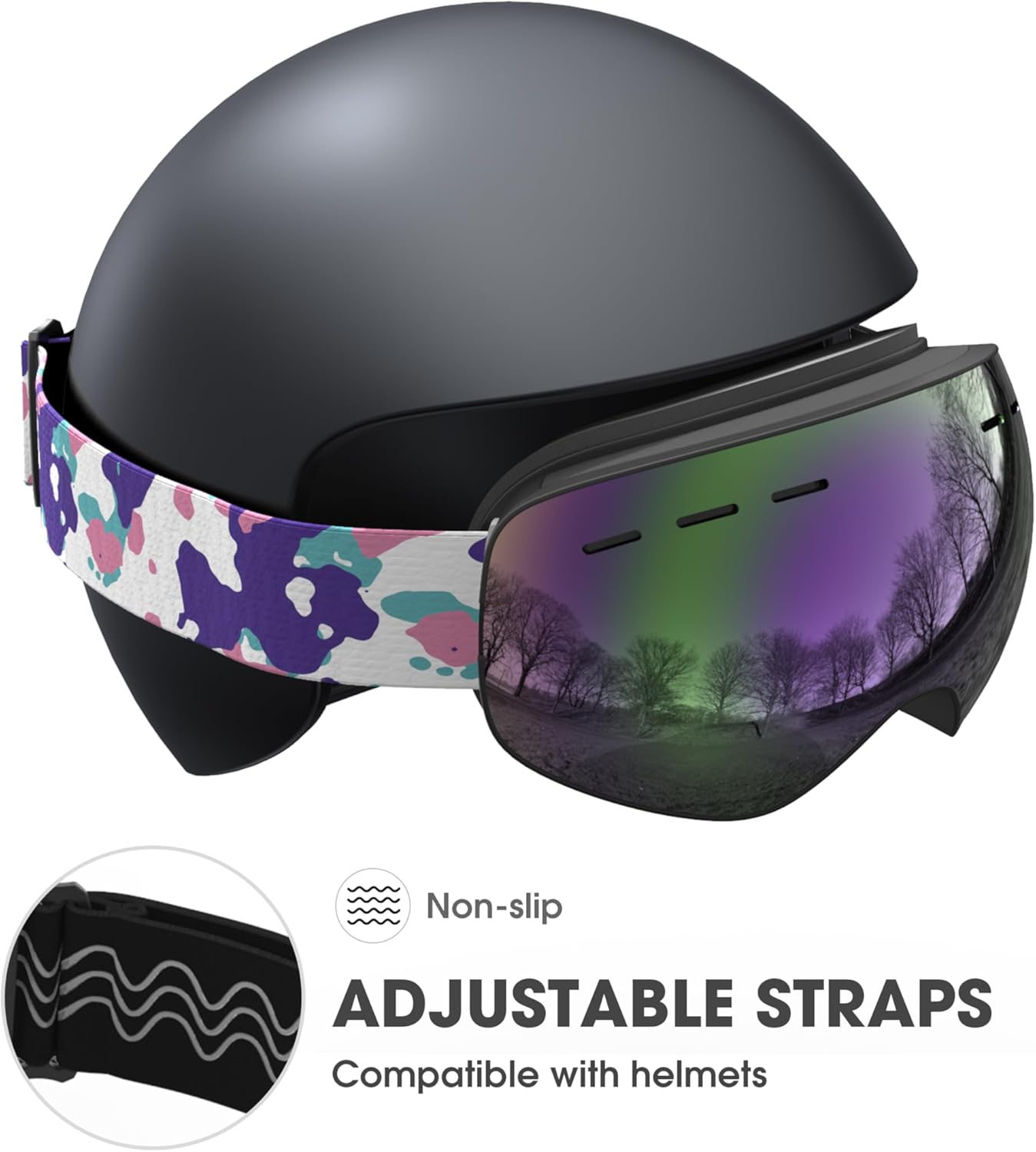 ACURE Ski Goggles, OTG - Over Glasses Snow Snowboard Goggles, Anti Fog, 100% UV400 Protection for Men Women Kids