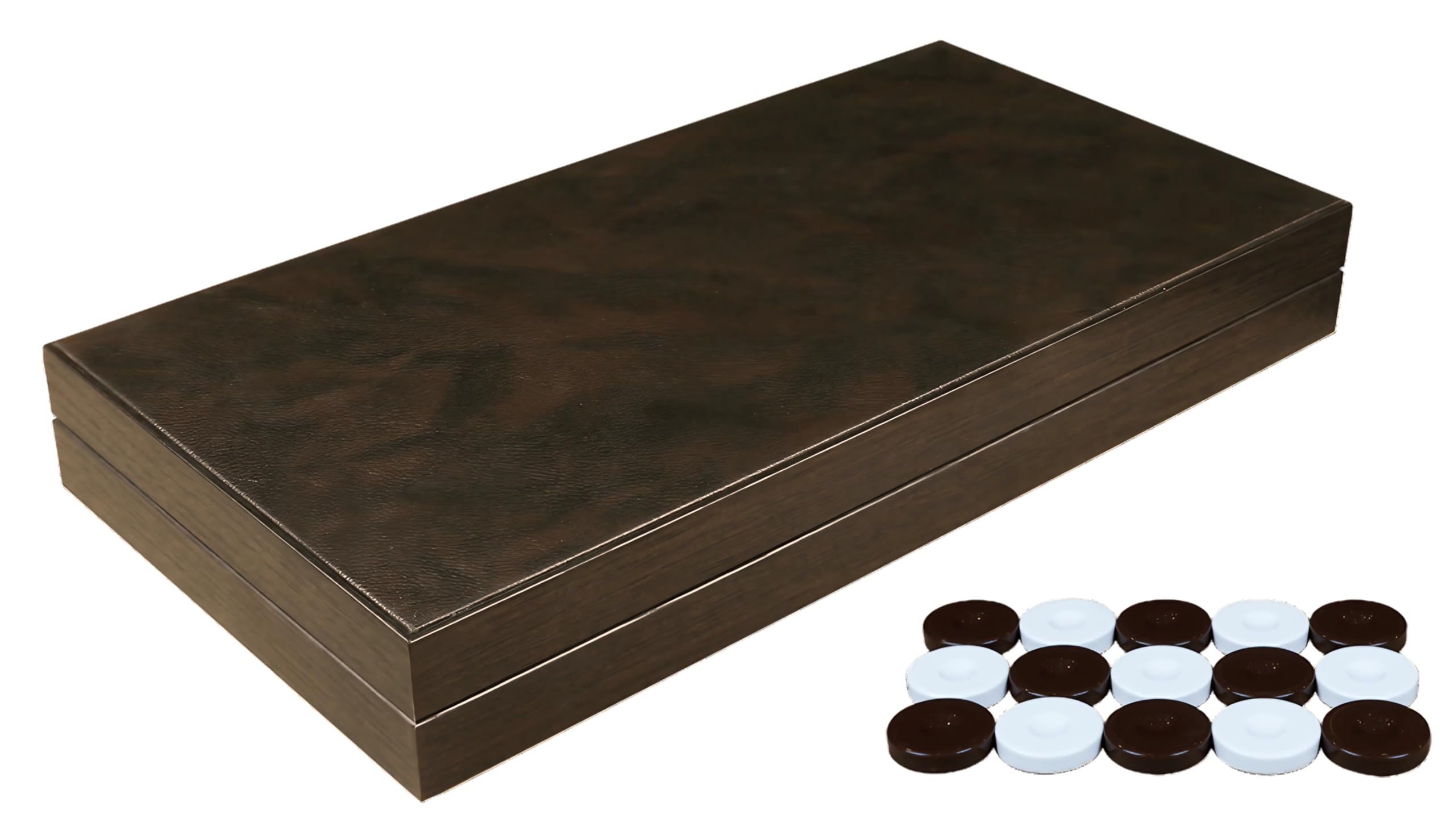 PrimoLiving Deluxe Holz Backgammon Imperial Noble-Brown XXL – 48 x 49 cm - Spielfeld und Deckel mit feinem Kunstleder veredelt