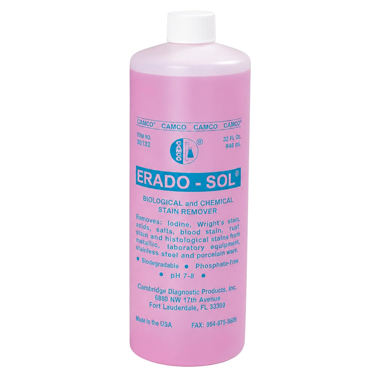 207-32 Erado-Sol Stain Remover, 1 mm Height, 1 mm Wide, 1 mm Length, 946 mL, Borosilicate GLASS