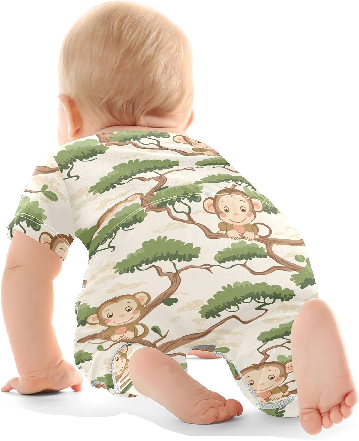 vvfelixl Baby Clothes Cute Monkey Tree Baby Bodysuits Set Unisex Short Sleeve Babys Pants Sets 0-3M