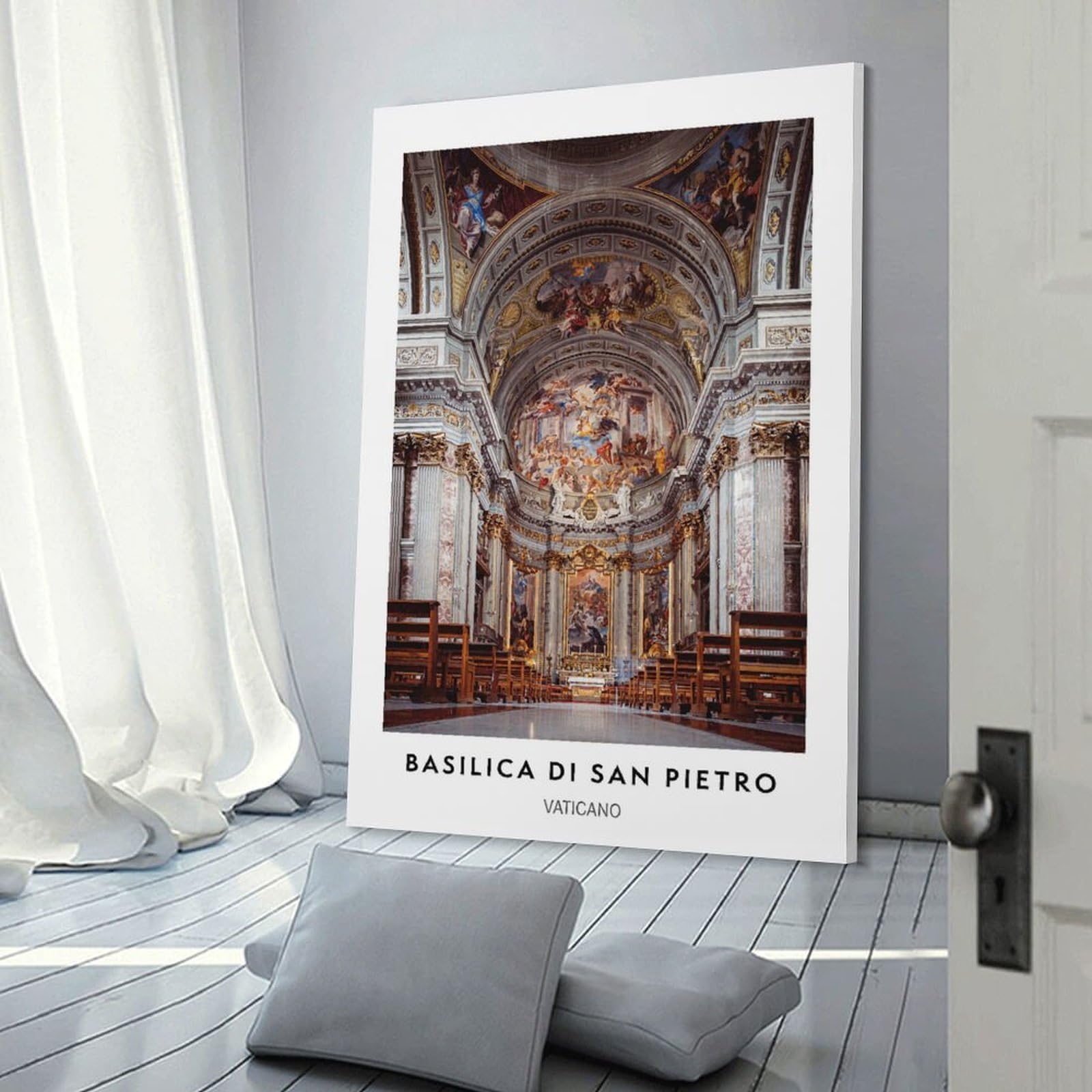 Junmoney Basilica Di San Pietro Interior Decorative Wall Artwork, 20x30inch(50x75cm), for Home Lounge, Bedroom Or Reading Nook, Easy Decor for Gallery Walls