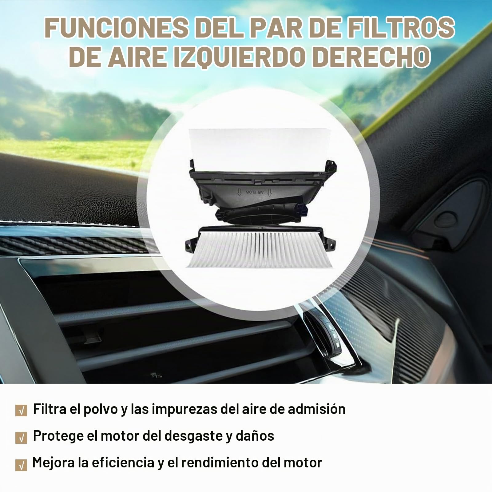6420942304 Par de filtros de aire de repuesto para banco izquierdo derecho para Clase C Clase E Clase M W204 S204 C218 C 350 X218 W212 W166 W221 E 350 W164 6420942404