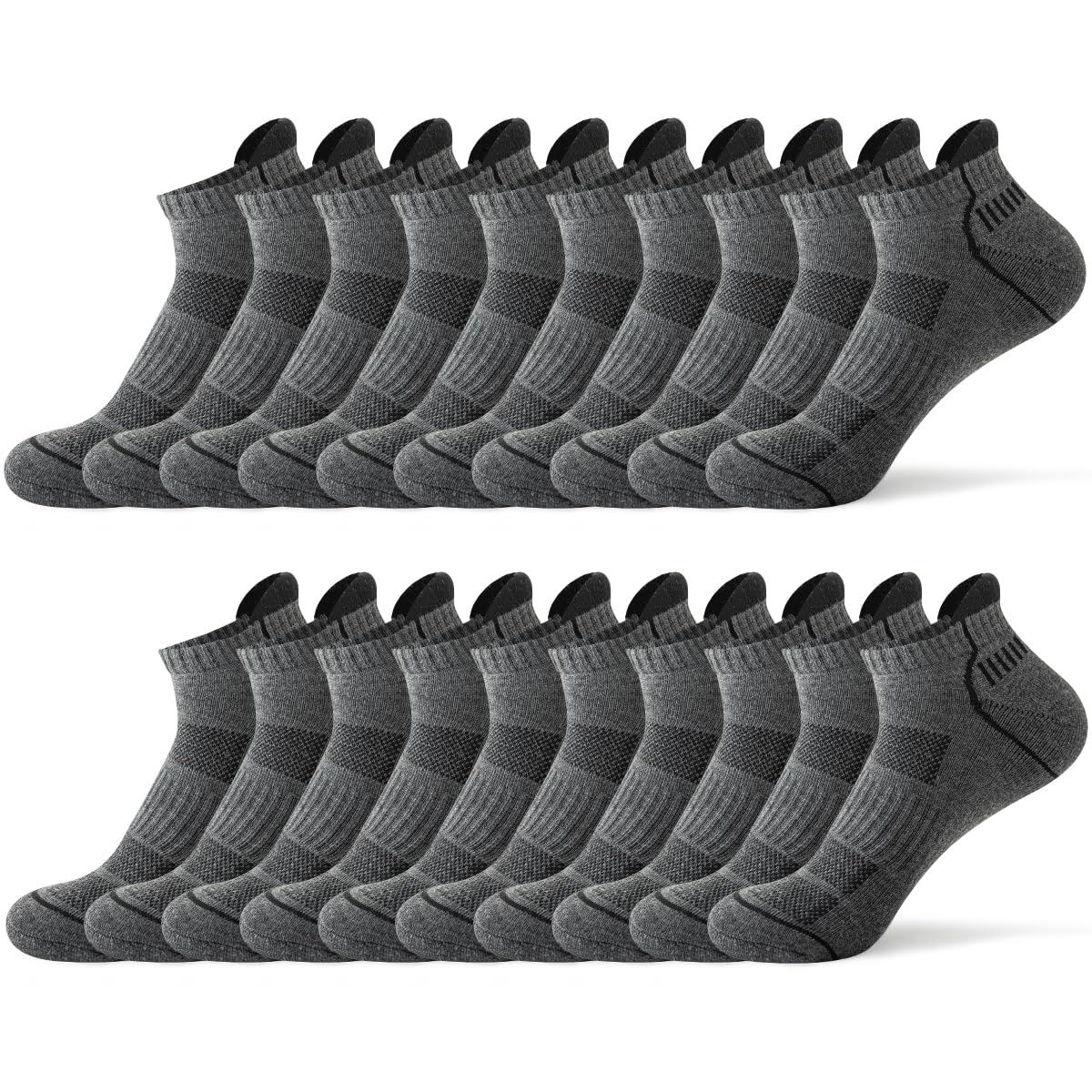 JOYNÉE 10 pares de calcetines deportivos transpirables para hombre, para entrenamiento, atletismo, correr, corte bajo, calcetines cortos
