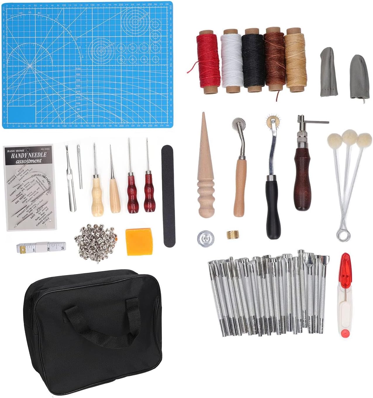 Leather Working Tool, All in 1 eather Repair Sewing Kit, DIY Leather Sewing Tools, Professional Leather Craft Kits, for Crafting Projects
