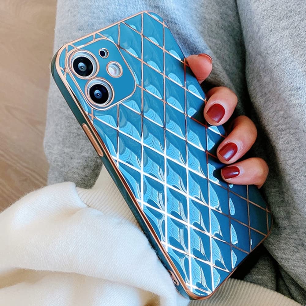 OWM iPhone 11 Case Silicone [Quilted Designer Back] Shockproof Gold Edging Luxury Girls Women [Camera Lens Protective] Phone Cover Compatible for iPhone 11-6.1" Inch (Blush Green)