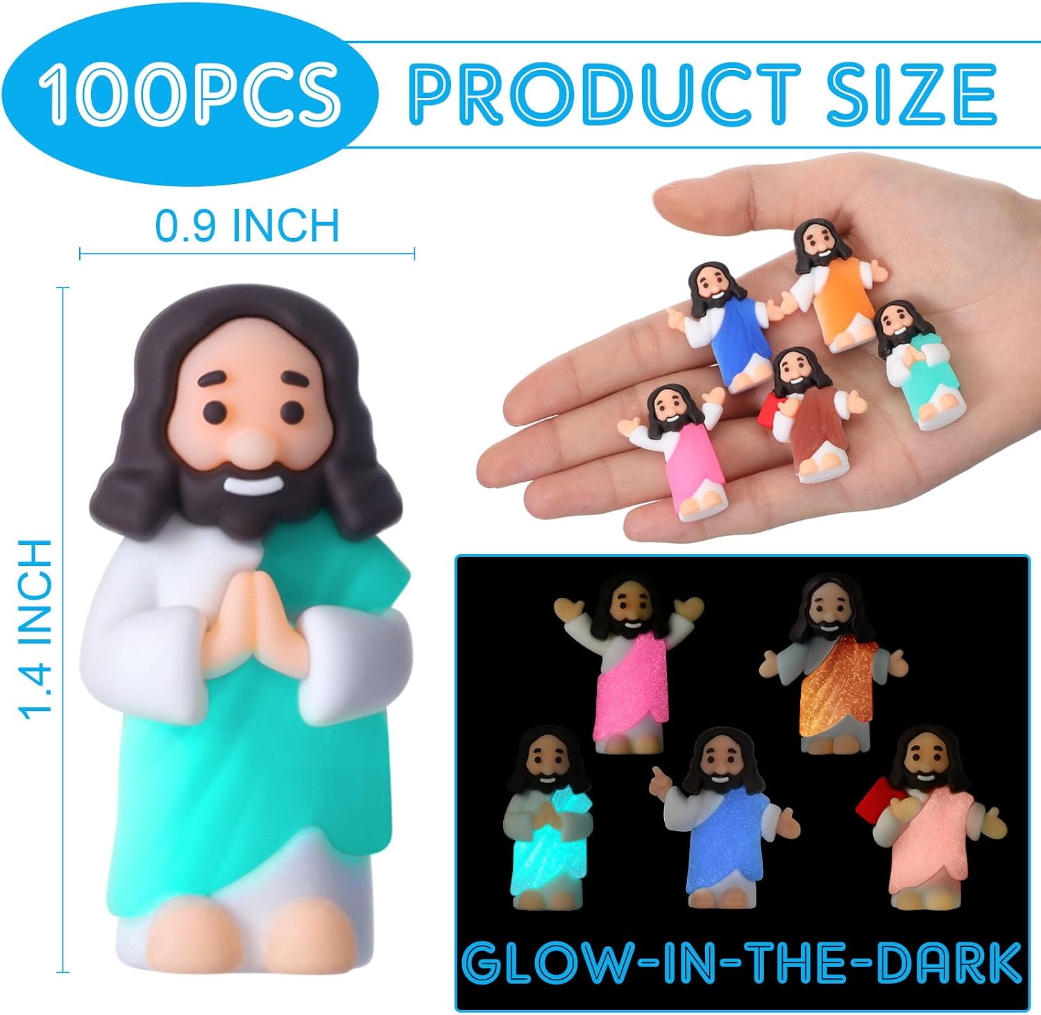 CroBlissful 100 Pcs Little Jesus Figurine Glow in the Dark, Novelty Style image 2