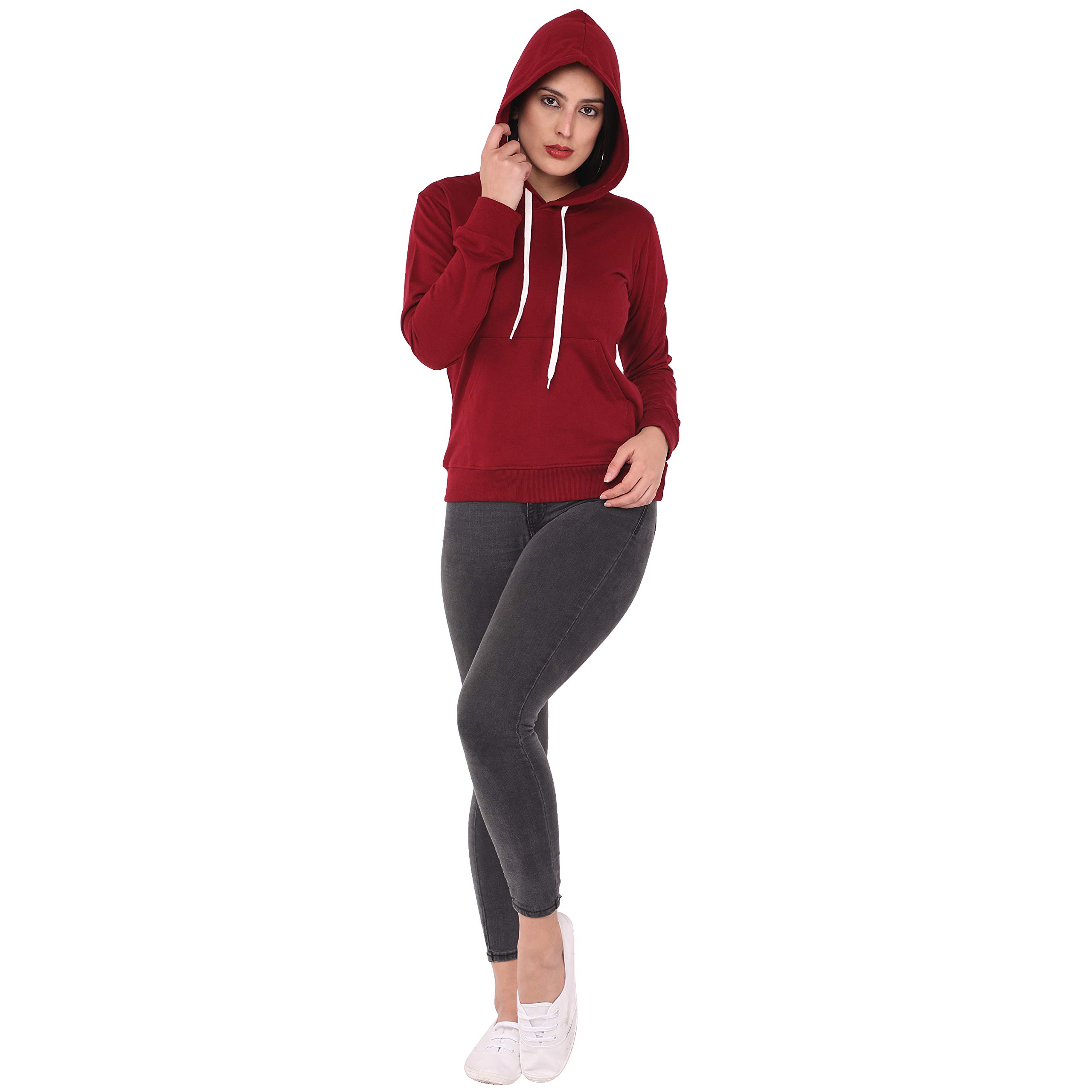 Juneberry Women's Fleece Hooded Sweatshirt (Jb_Gl_W02_Maroon_S_Nw_Maroon_S) 4