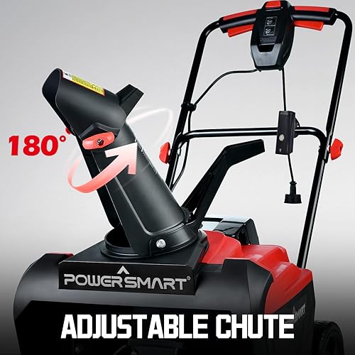 Miniatura 7 de PowerSmart Soplador de nieve con cable de 21 pulgadas, soplador de nieve eléctrico con motor de 15 amperios y luz LED