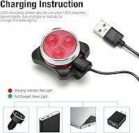 Vista 6 de Juego de faros LED para bicicleta recargables USB y luces traseras LED (juego de 2 luces)