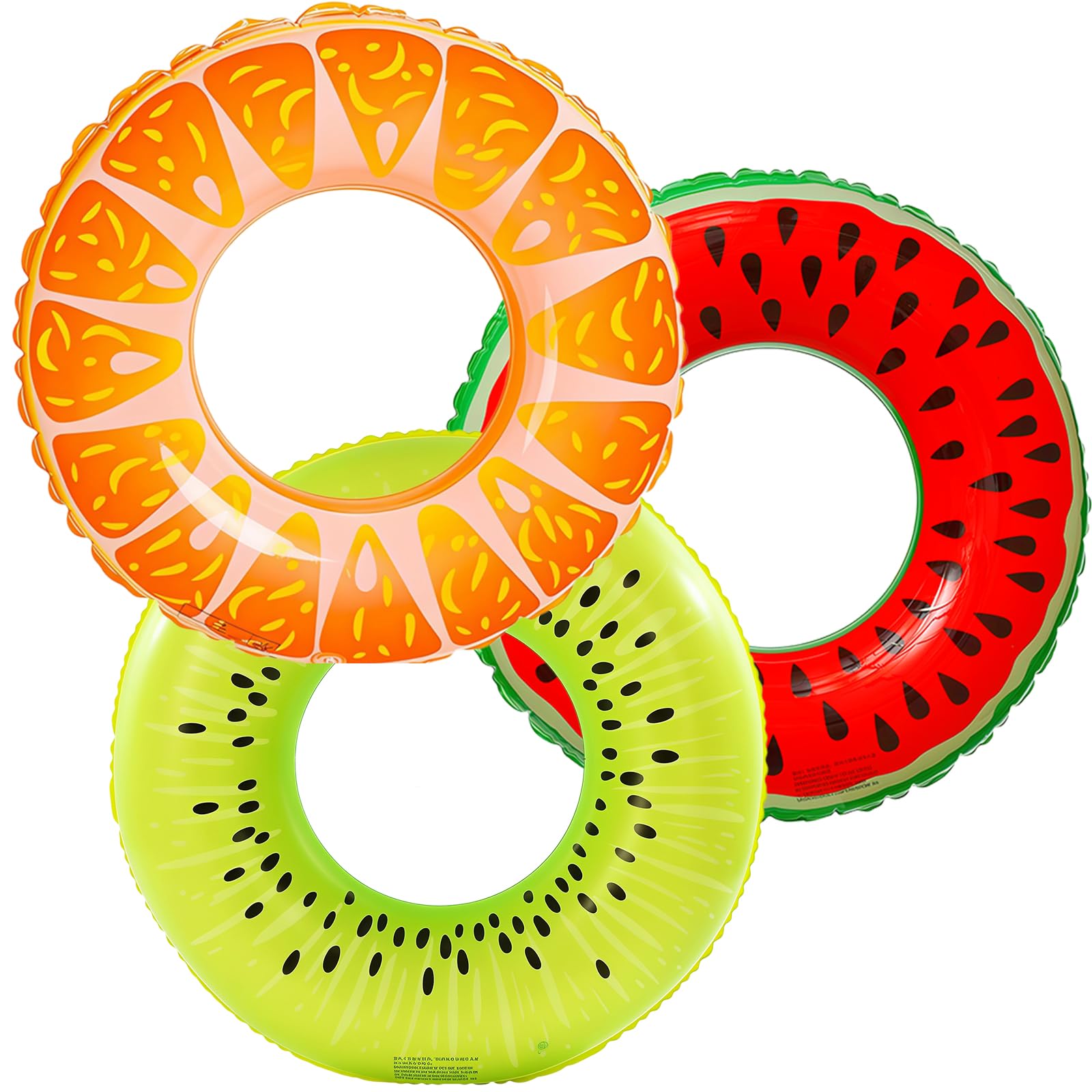 Inflatable Swimming Rings 70cm 3 Pack, Fruit Pool Floats for Kids, Watermelon Kiwi Orange Swim Rings, Rubber Rings for Beach, Paddling Pool, Garden Summer Party Toys โ image 1