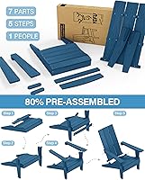 Vista 7 de YEFU Moderna silla plegable Adirondack de plástico, 1s ampliar/almacenar actualización desbloqueada, resistente a la intemperie, sillas de madera