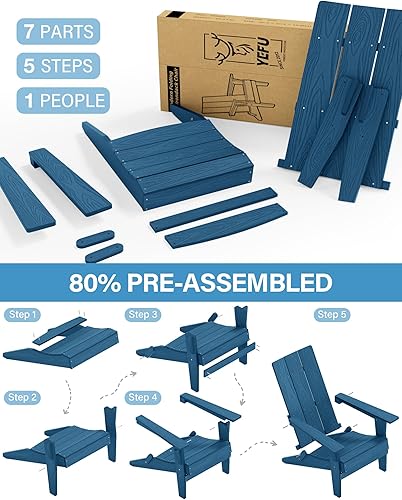 Miniatura 7 de YEFU Moderna silla plegable Adirondack de plástico, 1s ampliaralmacenar actualización desbloqueada, resistente a la intemperie, sillas de madera de