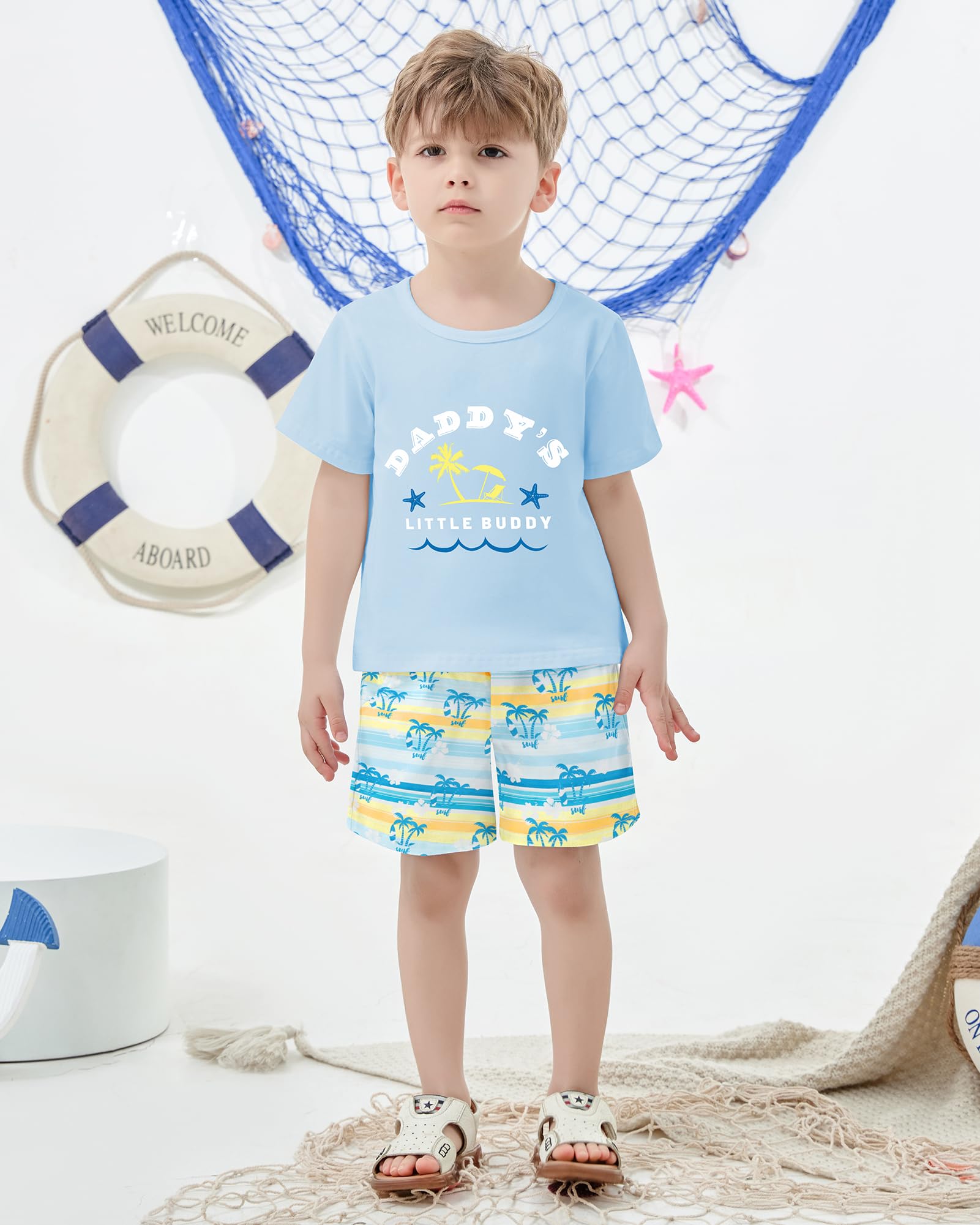 YUEMION Conjunto casual de verano para bebé de 1 a 5 años, camiseta de manga corta + pantalones cortos, 2 piezas