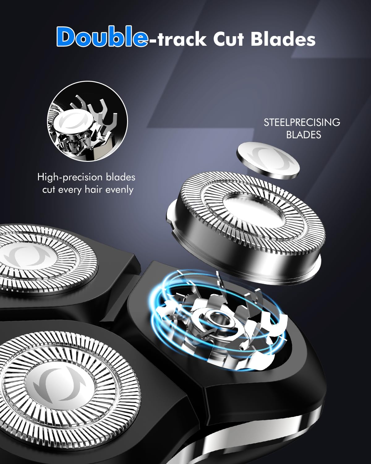 Electric Razor for Men, 2 Speed Electric Shaver for Men Face, Rechargeable IPX7 Waterproof Wet & Dry Rotary Shaver with Charging Base