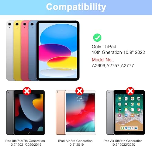 Miniatura 10 de SOPPY Funda de teclado para iPad con retroiluminación de 7 colores para el nuevo iPad de 10.9 pulgadas 2022 (A2696A2757A2777), funda de teclado