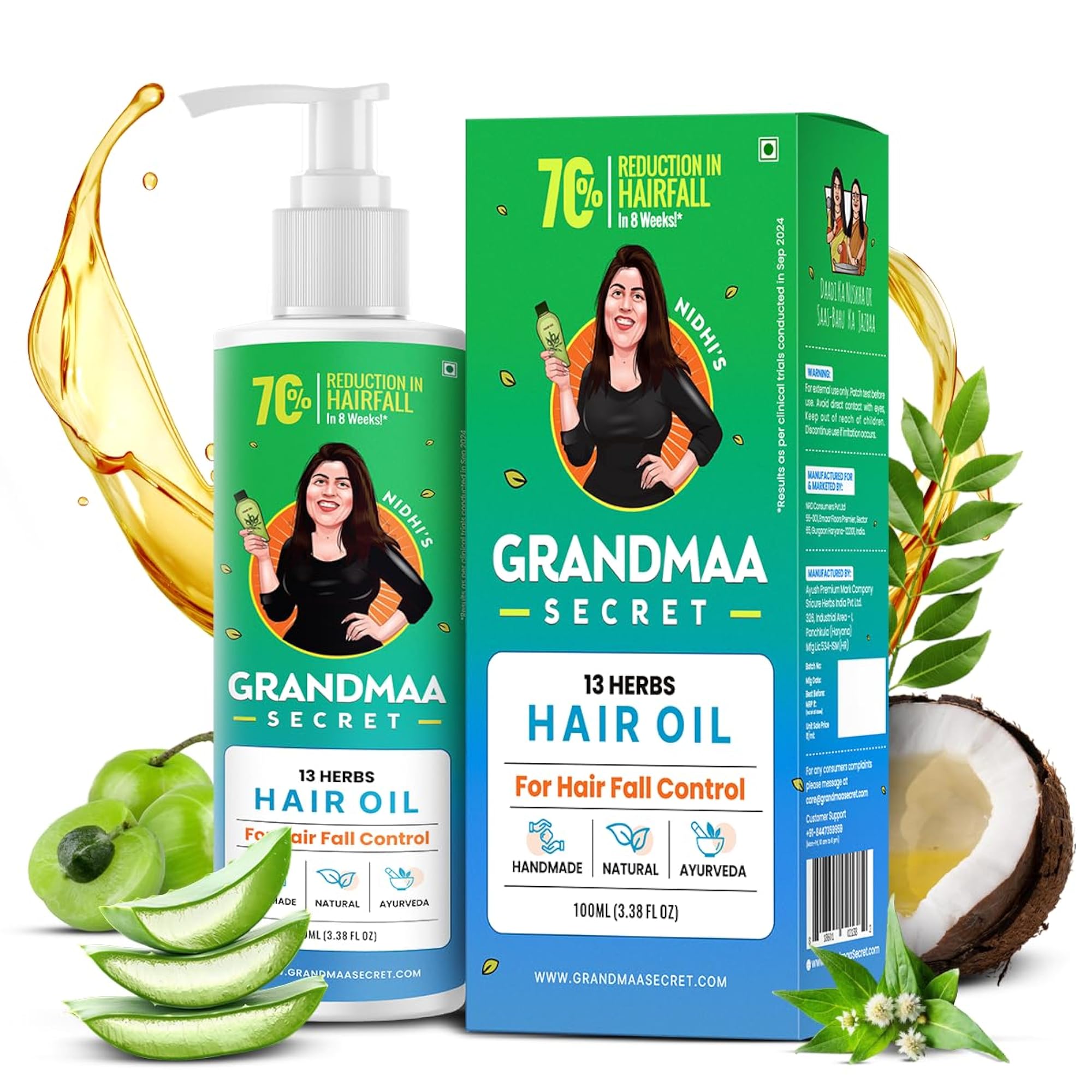 NIDHI'S 13 Herbs Hair Oil for Growth, 100ml