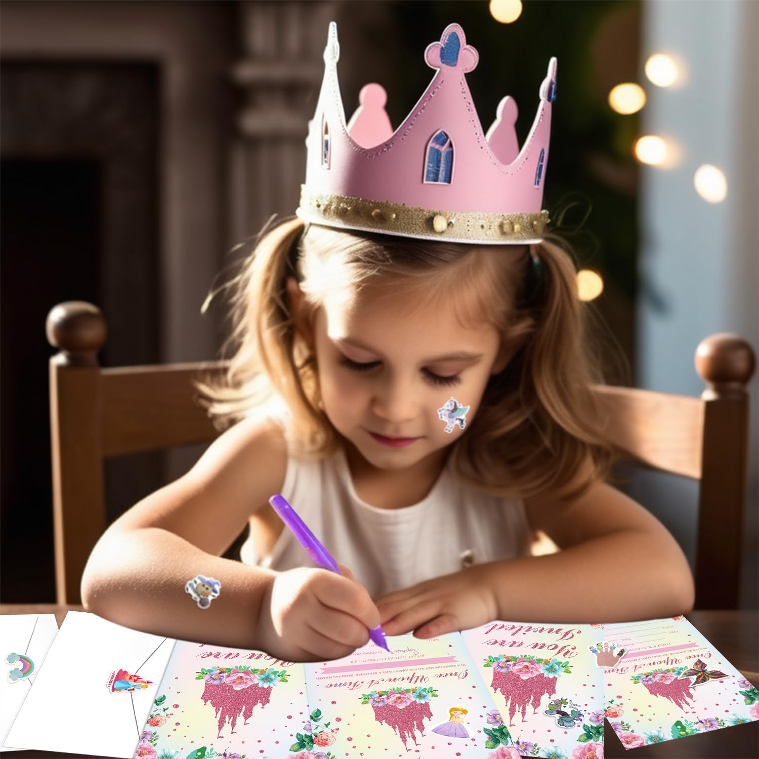 Pusteblume Grusskarten Biglietti d'invito di compleanno per bambini: 20 principesse, inviti di compleanno, bambini, ragazze, con buste