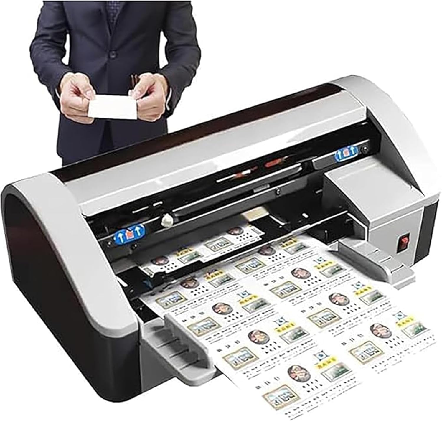 Automatic Electric Business Card Cutter - Adjustable Margin Paper Trimmer for Precision Cutting Fast & Efficient Office Machine for Professional Use
