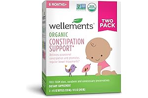 wellements Organic Baby Constipation Support 0-3 Months Organic, 4 Fl Oz (Pack of 2)