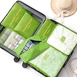 7 Set Cubes d'emballage pour les bagages de voyage Sacs à bagages Réutilisables Sacs organisateur de valises étanches avec sac de chaussures et sac de toilette (vert)