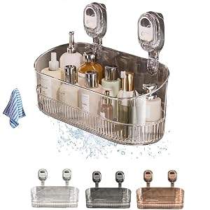 No Drill Bathroom Suction Storage Box Bathroom Suction Storage Box Shelf Rack Shower Caddy Suction Cup Wall Mount