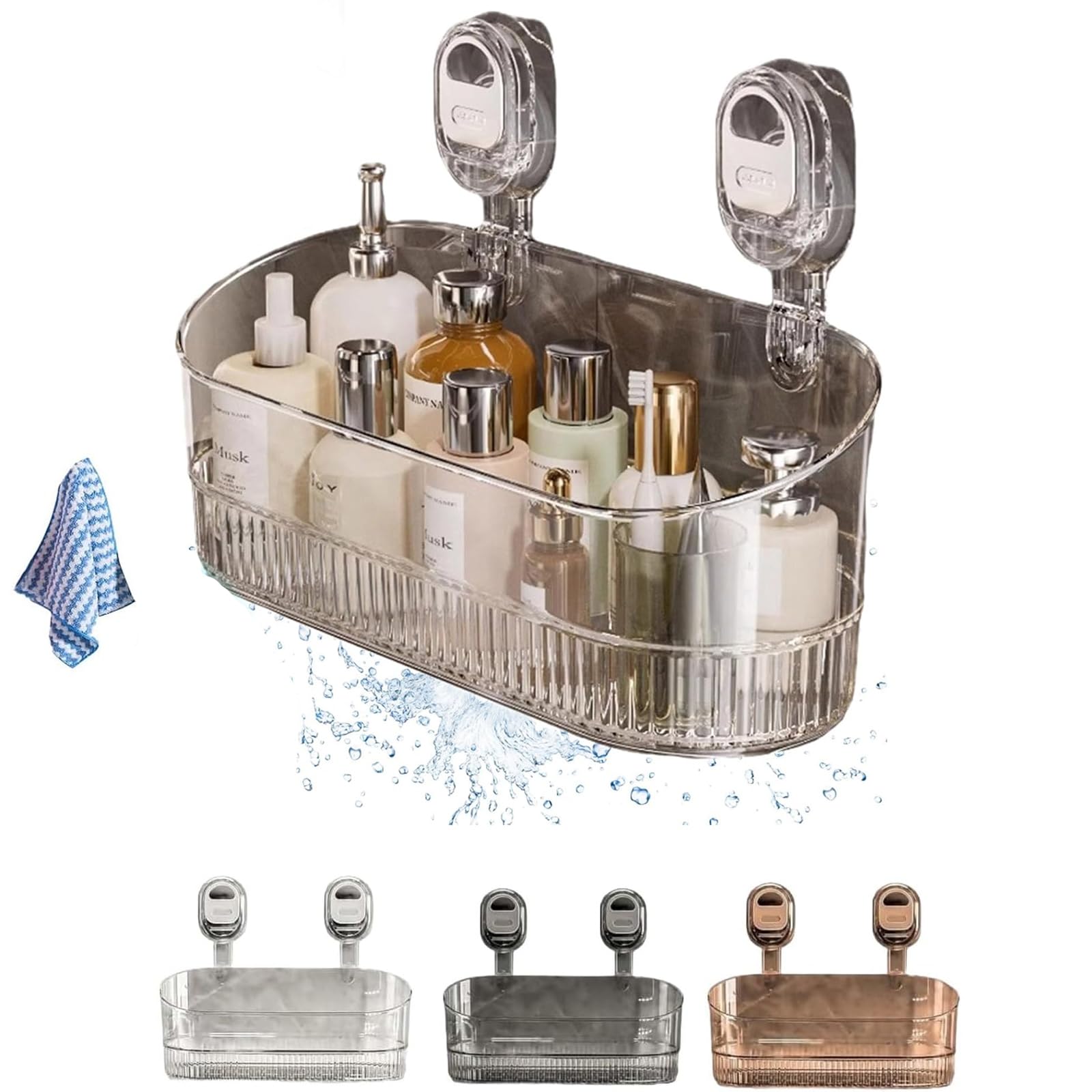 No Drill Bathroom Suction Storage Box Bathroom Suction Storage Box Shelf Rack Shower Caddy Suction Cup Wall Mount
