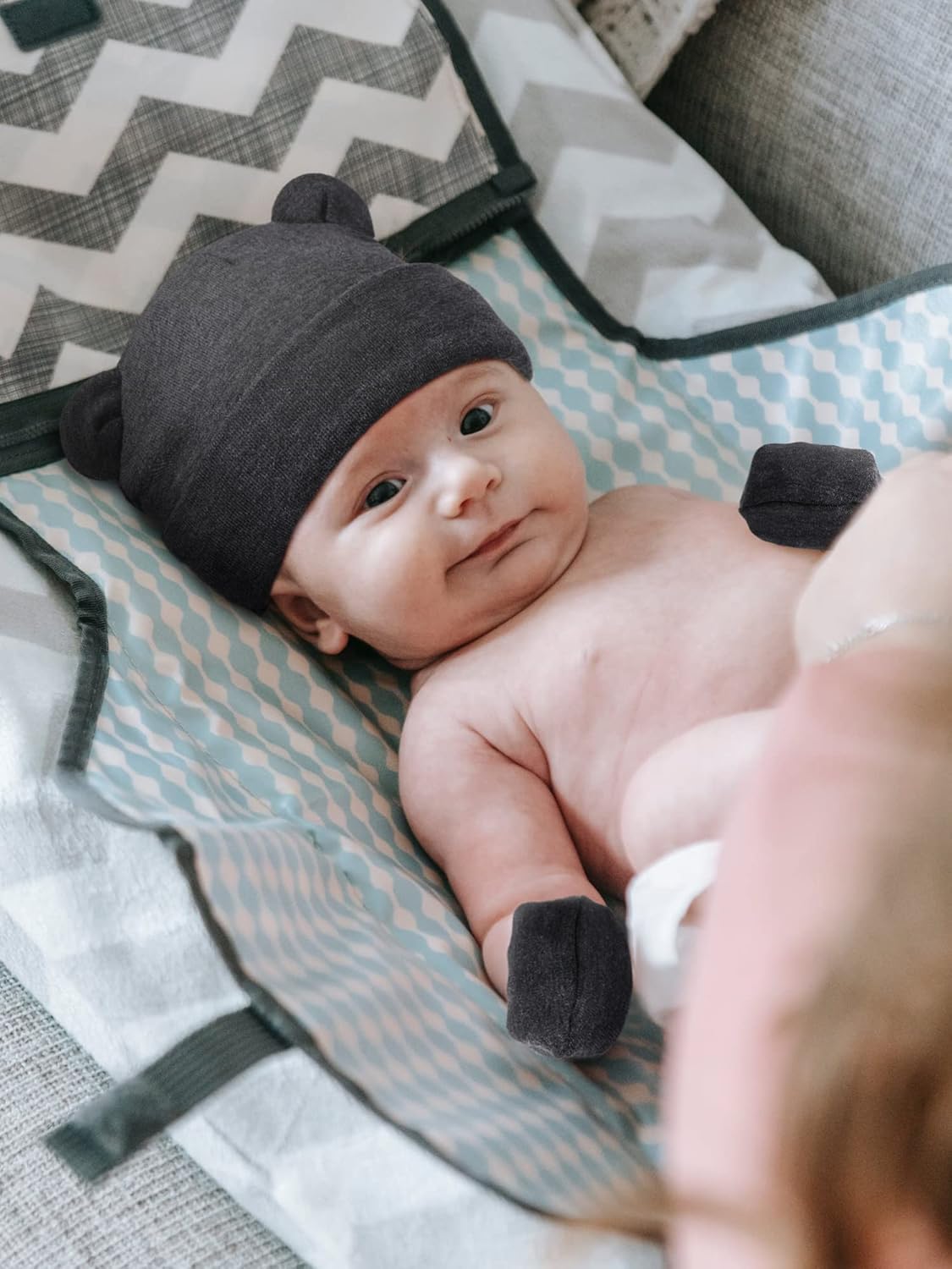 Newborn Baby Hat Bear Ears Mittens and Socks Set for 0-6 Month(Multicolor)